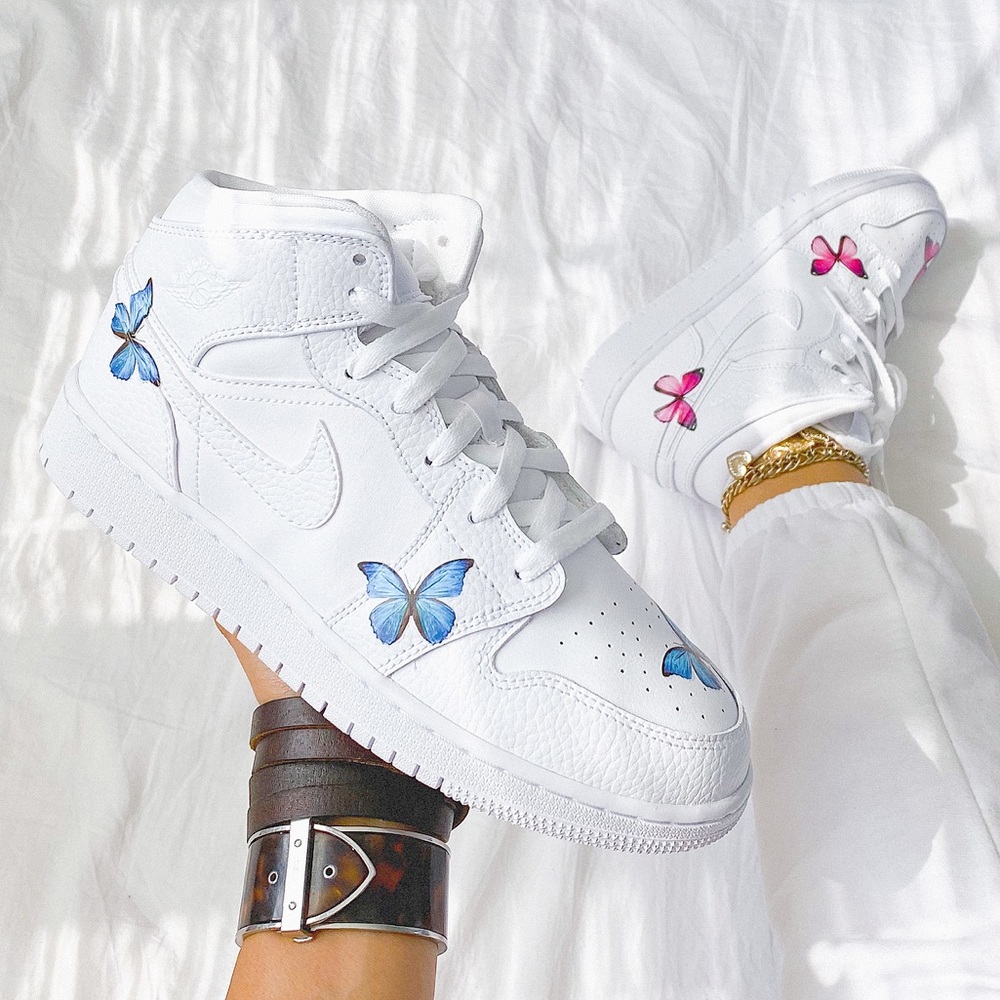 Nike custom 🦋 air jordan 1 mid sneakers - Picture 4 of 5